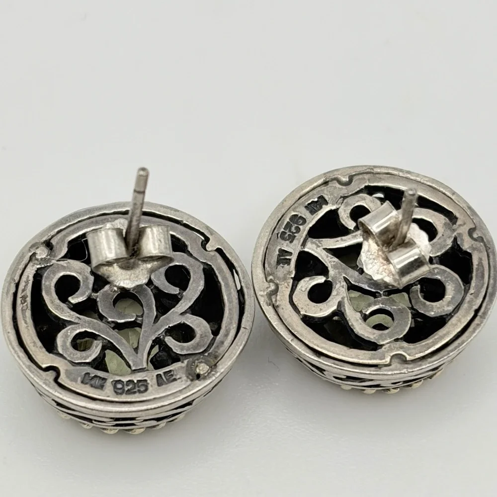 Arts Elegance AE Sterling Silver 14k Yellow‎ Gold/925 Pierced Earrings